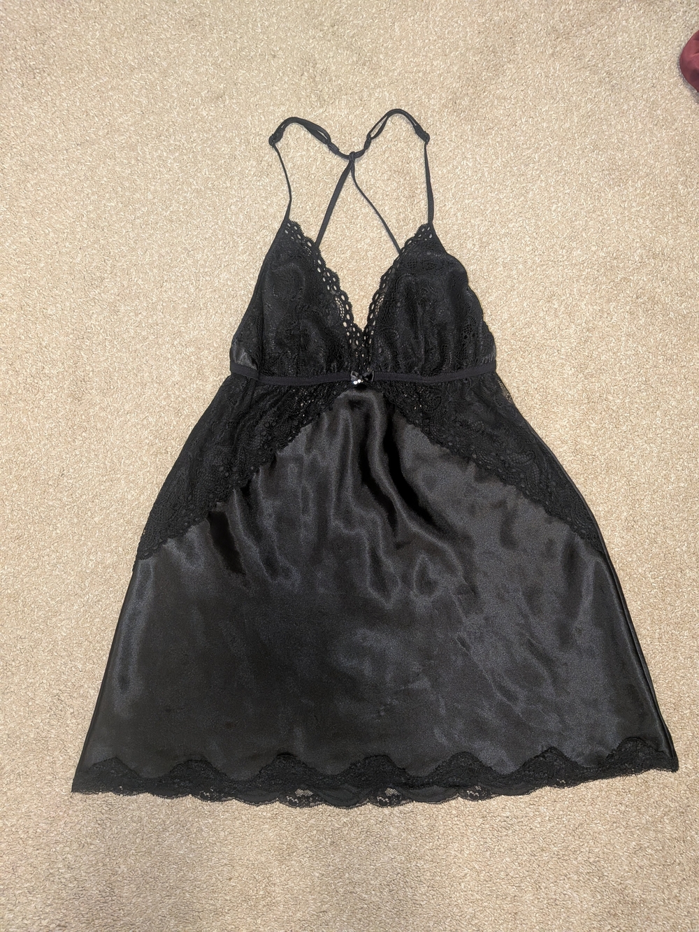 Linea Donatella Black Lace & Satin Chemise